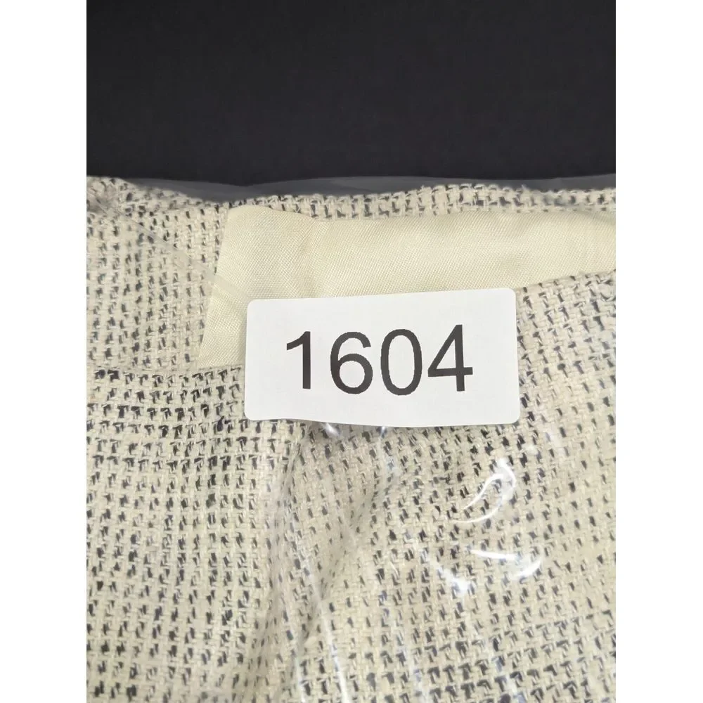 Vtg Gordon Thomas Mens Blazer White/Black 100% Silk Sz L (42) Pit-T-Pit 21